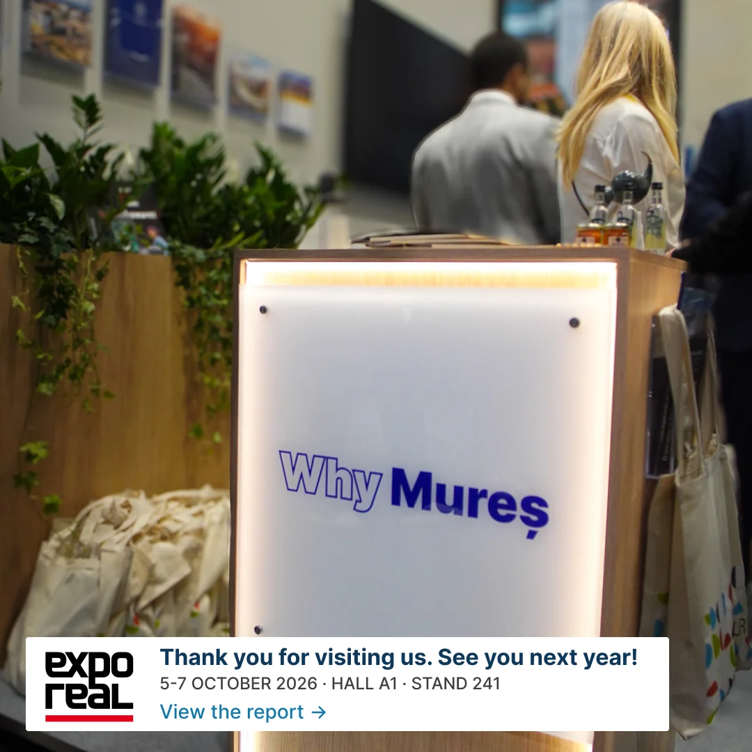 The Why Mureș desk at stand A1.241, EXPO REAL München 2026. Thank you for visiting us. See you next year! View the report.